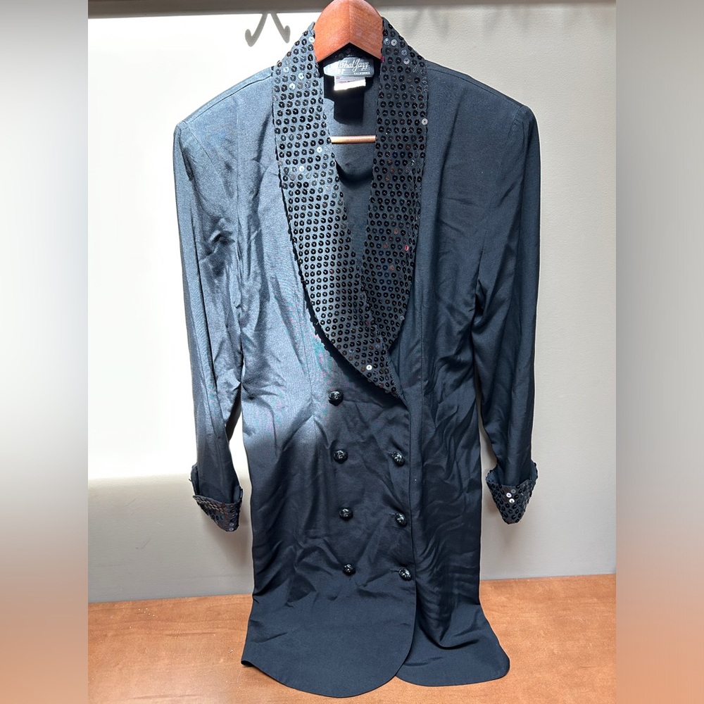 Vintage All That Jazz Black Long Sleeve Dress with Sequins